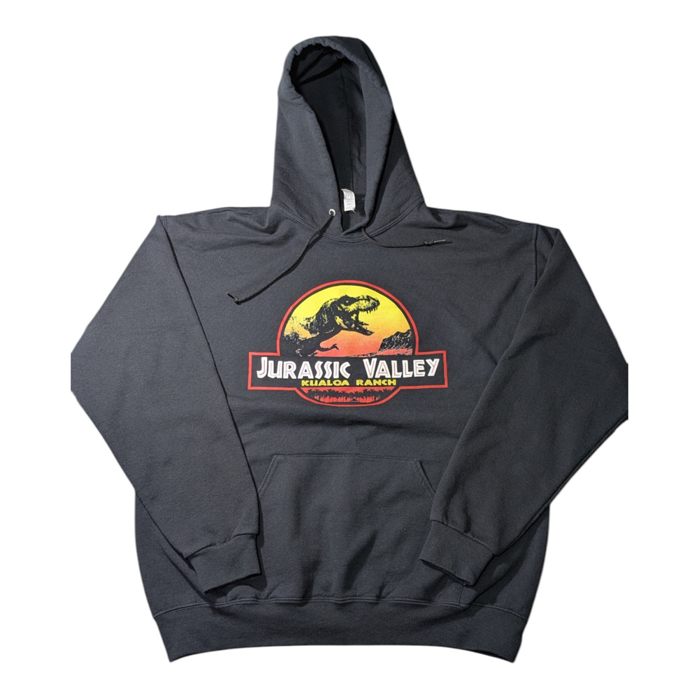 "Jurassic Valley - Kualoa Ranch" Hoodie - Size XL - Dino Logo - Jerzees Brand